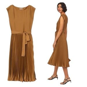 H&M Calf Length Midi Sleeveless Dress with Full & Drapey Plisse Skirt